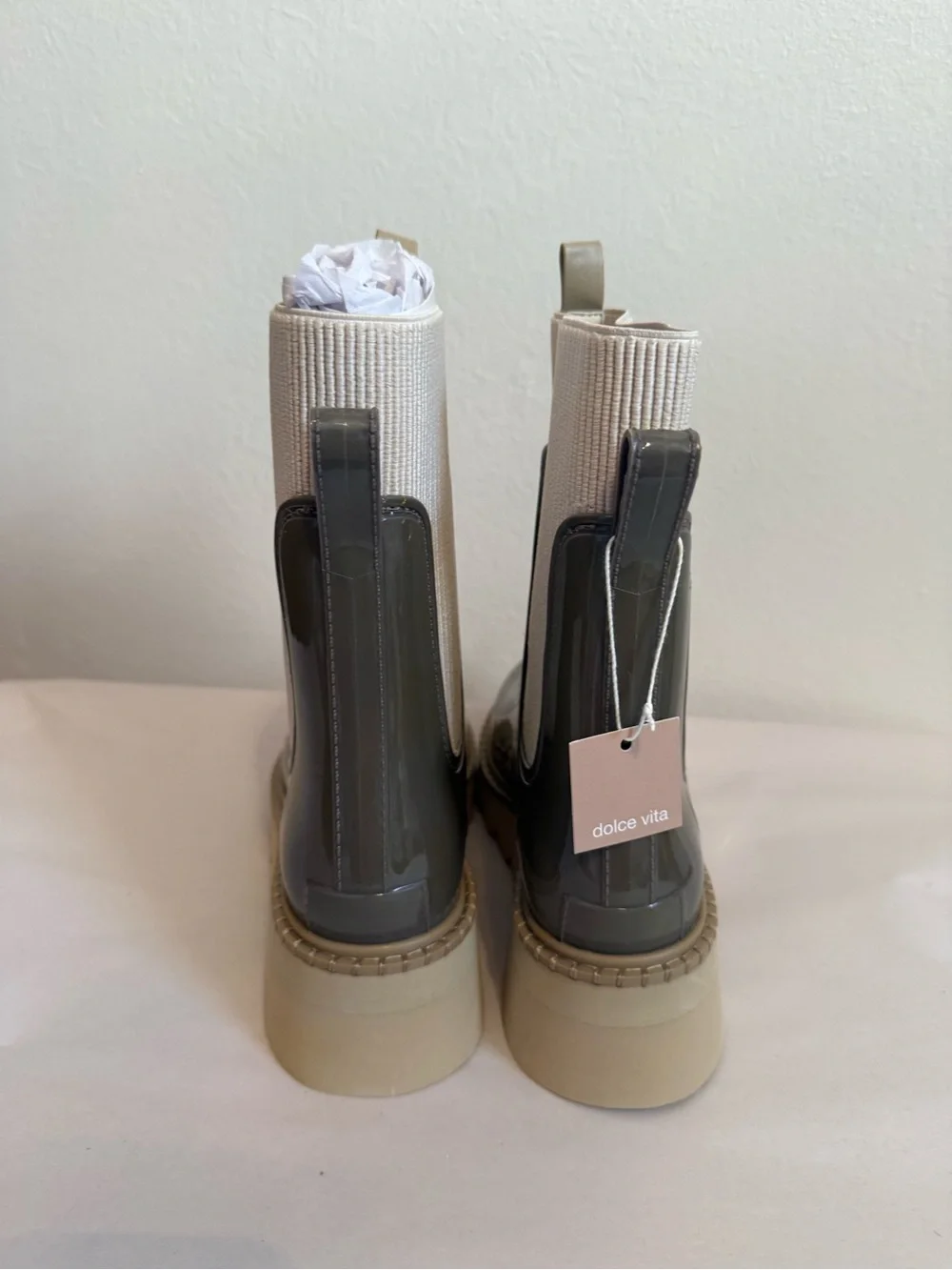 Dolce‎ Vita Tropic H2O Boots In Dark Moss Patent Stella
